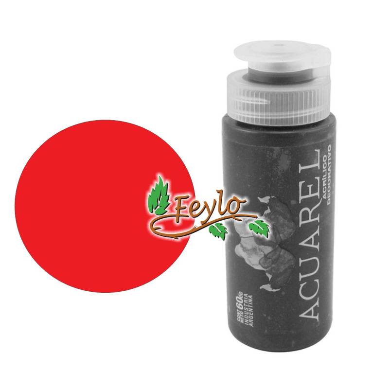 Acrilico Decorativo X 60Cc Acuarel Rojo De Cadmio