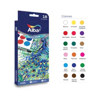 Acuarelas Alba En Caja X 18 Colores