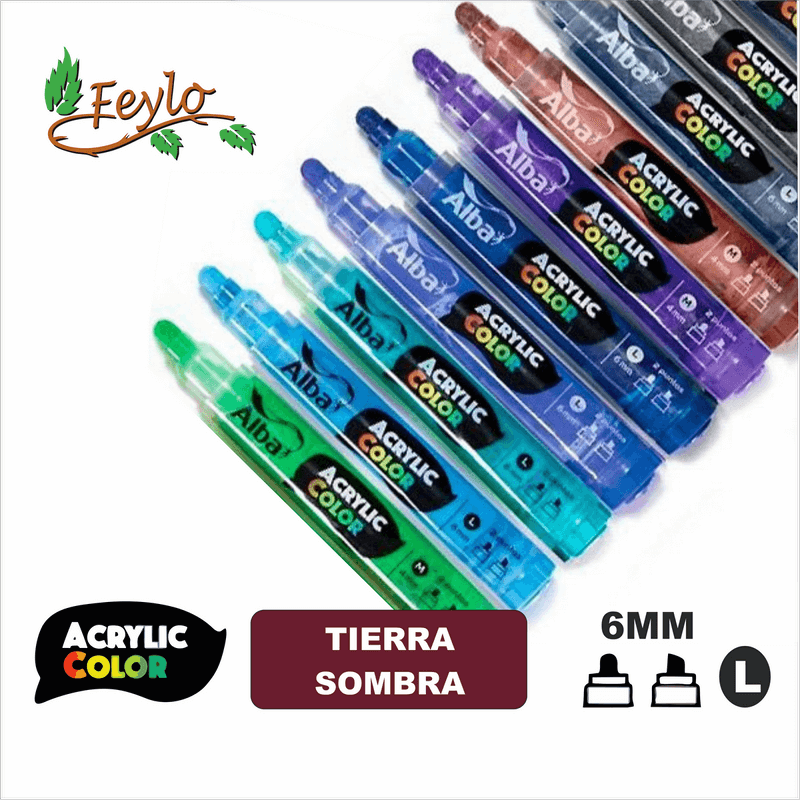 Acrylic Colour Tierra Sombra  Tostada Punta 6Mm