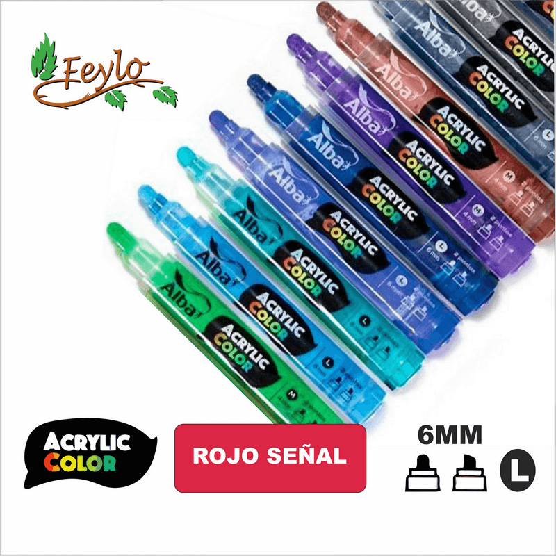 Acrylic Colour Rojo Señal Punta 6Mm