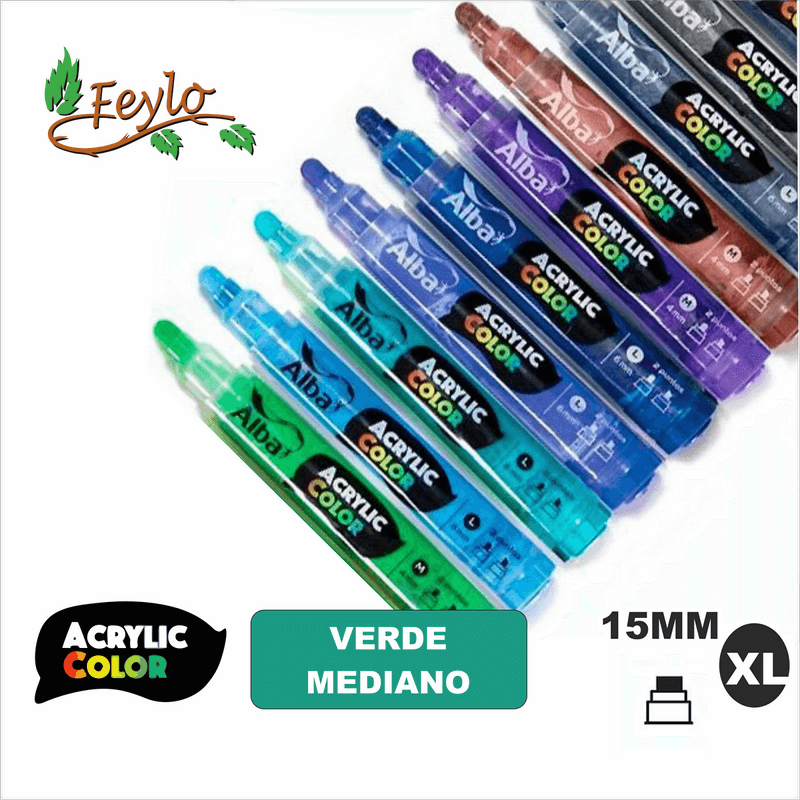 Acrylic Colour Verde Mediano Punta 15Mm