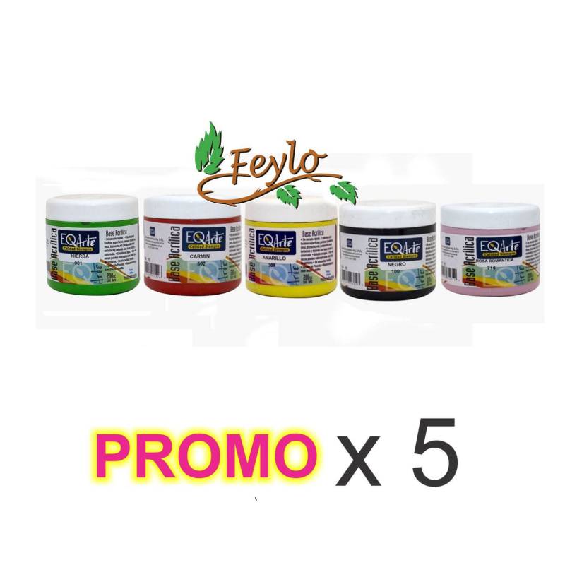 Promo Base Acrilica Eq  X 200 Cc X 5 Unidades