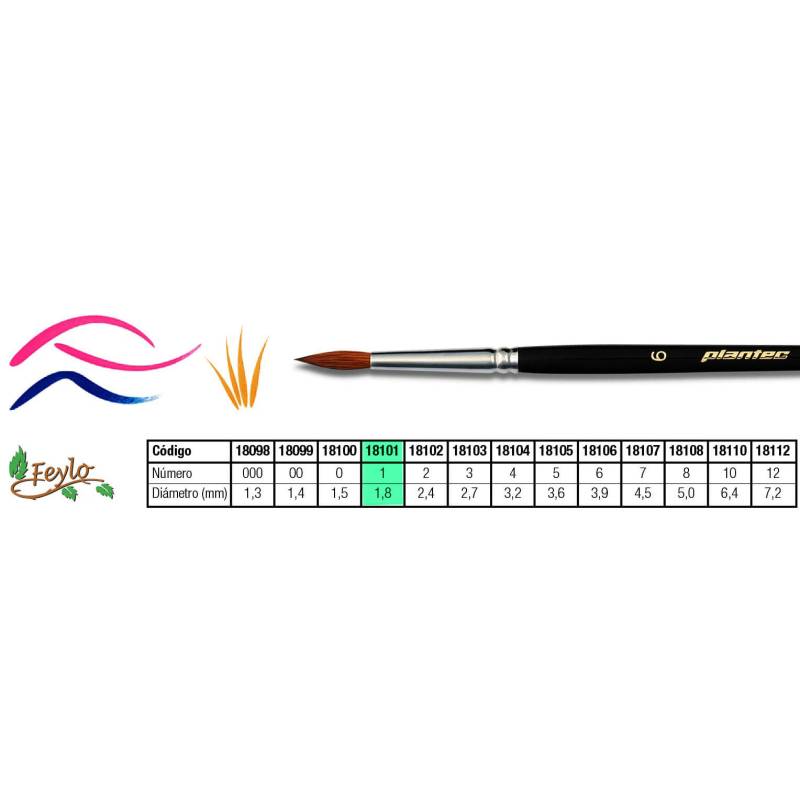 Pincel Plantec  Redondo Pelo De Marta Legitimo 1