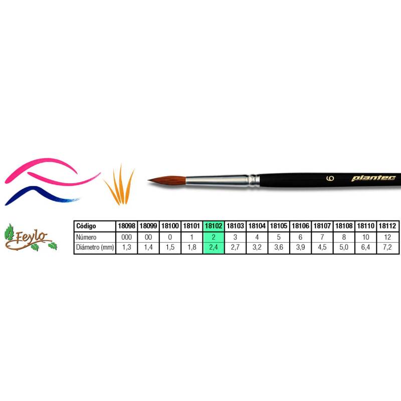 Pincel Plantec  Redondo Pelo De Marta Legitimo 2