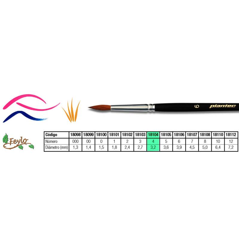 Pincel Plantec  Redondo Pelo De Marta Legitimo 4