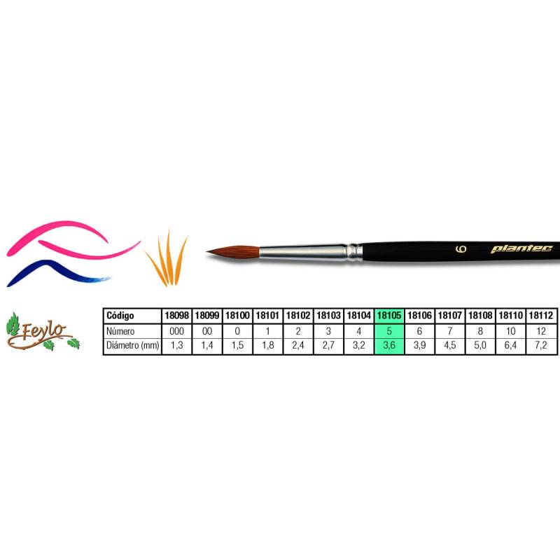 Pincel Plantec  Redondo Pelo De Marta Legitimo5