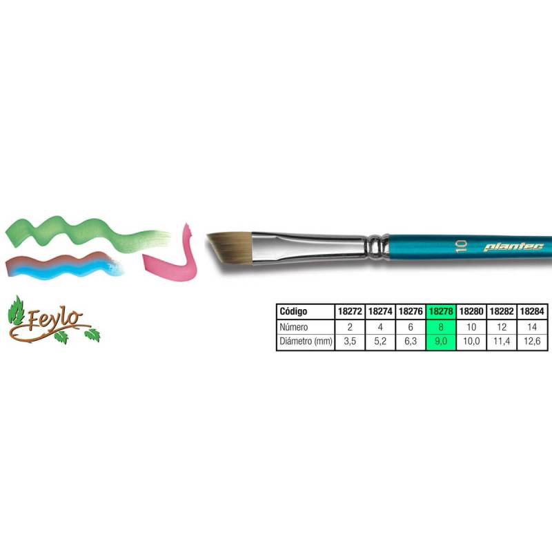 Pincel Plantec  Biselado Fibra Sintetica Fume 8