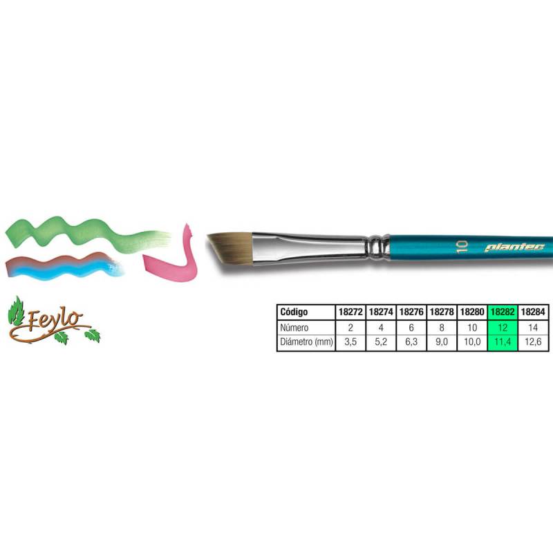 Pincel Plantec  Biselado Fibra Sintetica Fume 12