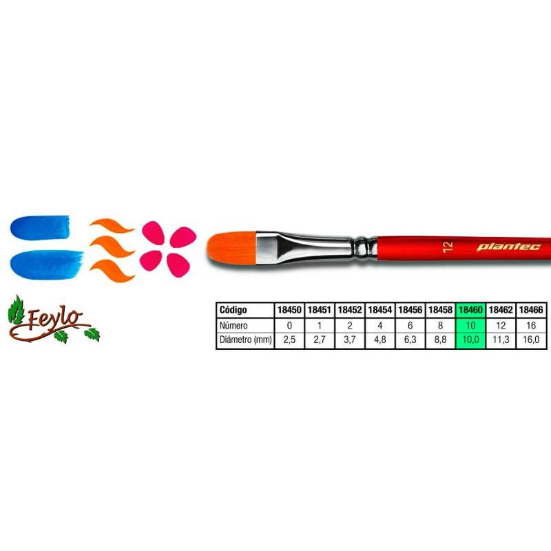 Pincel Plantec  Lengua Gato Fibra Sintetica Dorada 10