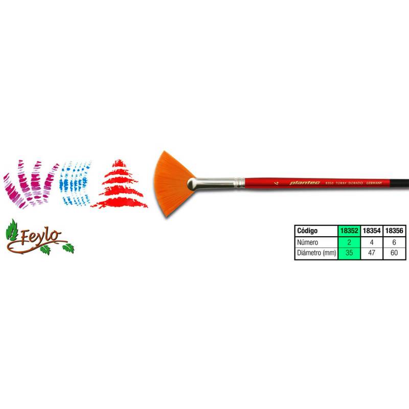 Pincel Plantec  Abanico Fibra Sintetica Dorada 2