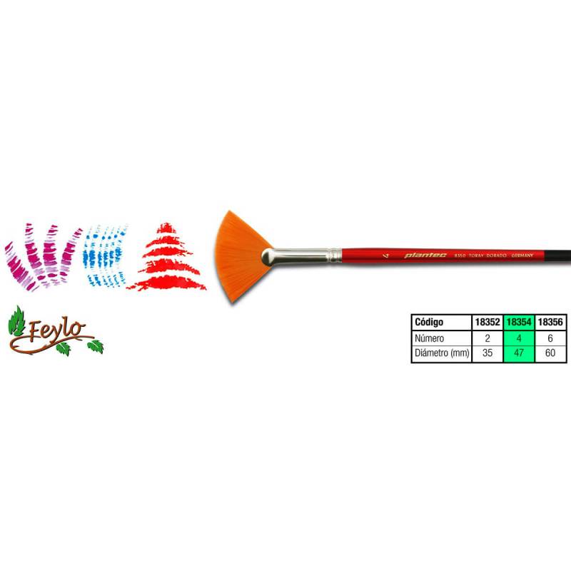 Pincel Plantec  Abanico Fibra Sintetica Dorada 4
