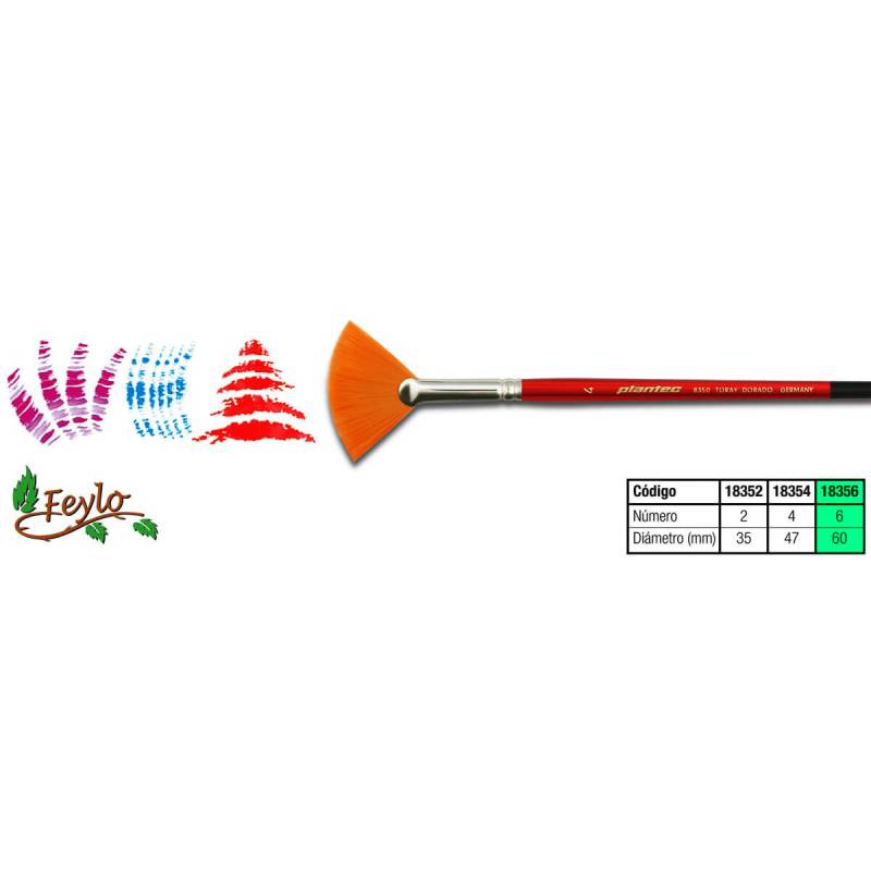 Pincel Plantec  Abanico Fibra Sintetica Dorada 6
