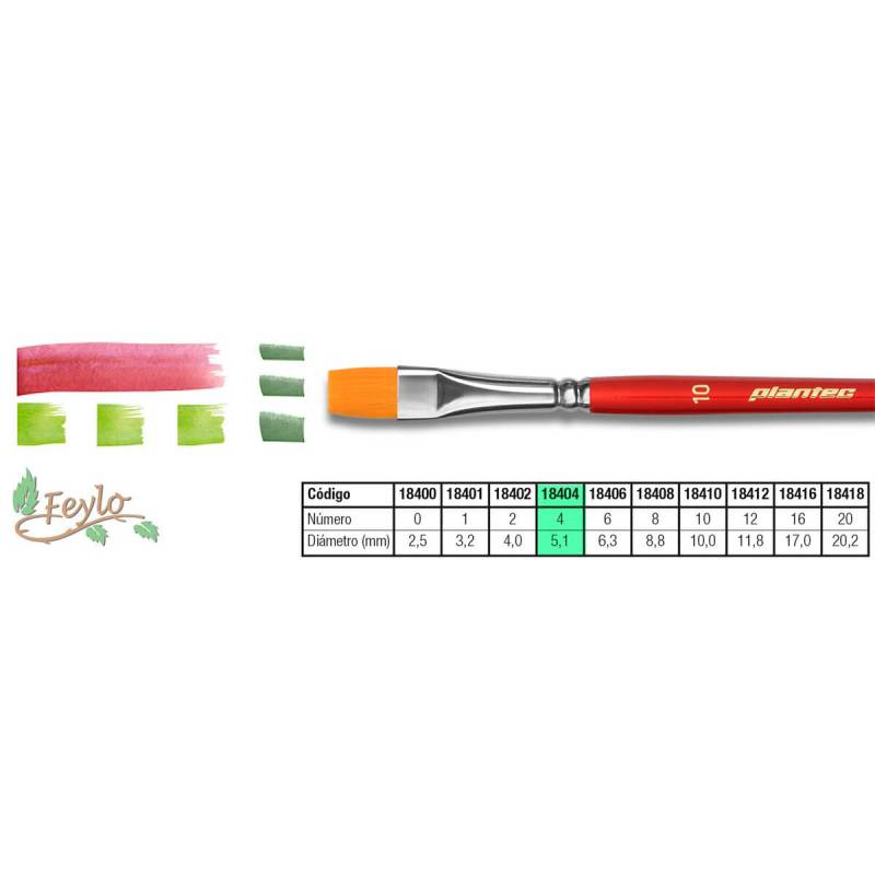 Pincel Plantec  Plano Fibra Sintetica Dorada 4