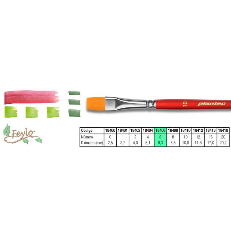 Pincel Plantec  Plano Fibra Sintetica Dorada 6