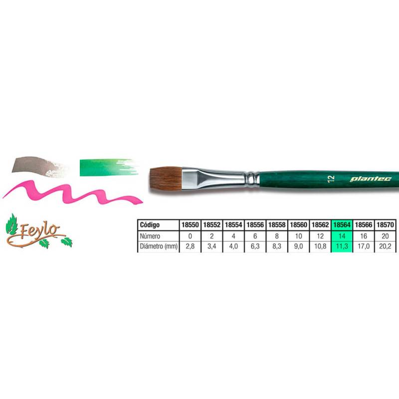 Pincel Plantec  Plano Pelo De Pony Puro 14