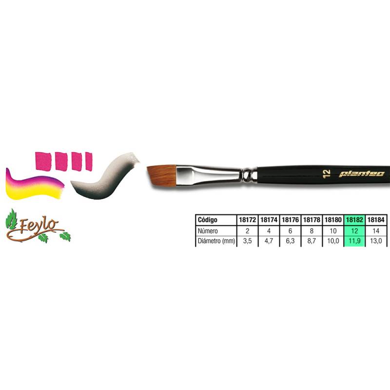 Pincel Plantec  Biselado Pelo Marta Legitimo 12