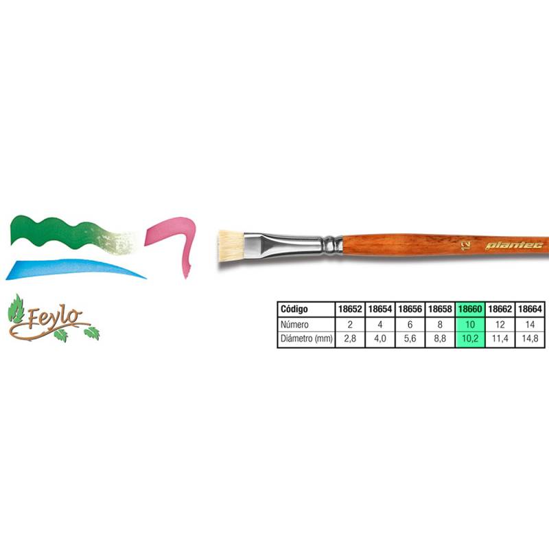 Pincel Plantec  Plano Para Tela Cerda Blanca 10