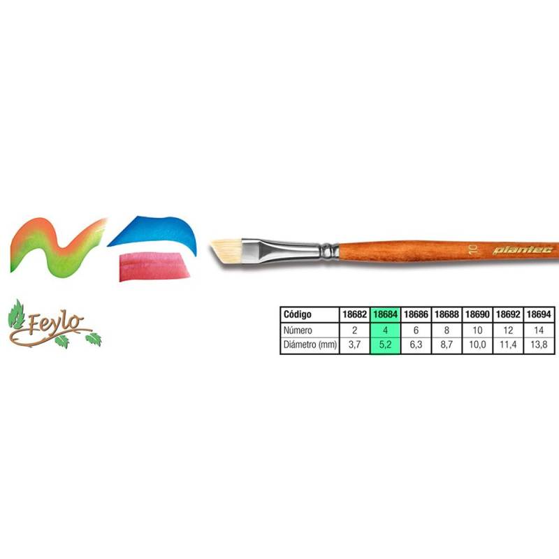 Pincel Plantec  Biselado Cerda Blanca 4