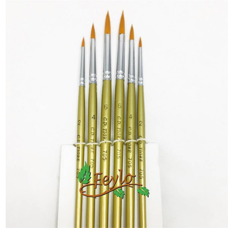 Pinceles Tigre  Art. 705 Set Redondos X 6 Unid.