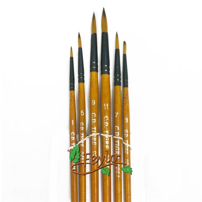 Pinceles Tigre  Art. 251 Set Redondo X 6 Unid.