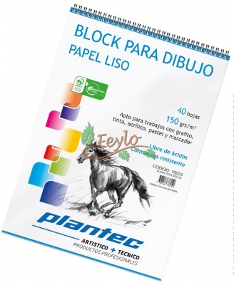 Block Para Dibujo Plantec Anillado Liso  X40h A5 150 Grs  