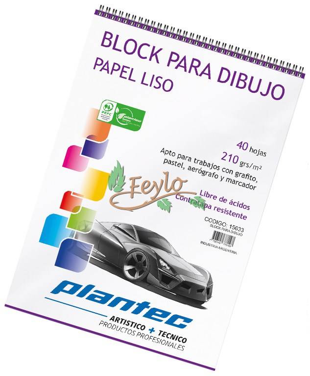Block Para Dibujo Plantec Anillado Liso  X40h A5 210 Grs