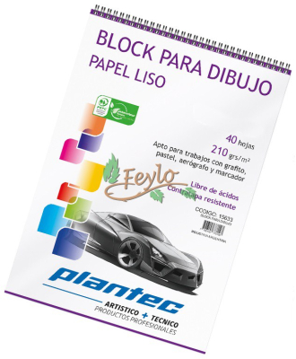 Block Para Dibujo Plantec Anillado Liso  X40H A4 210 Grs  