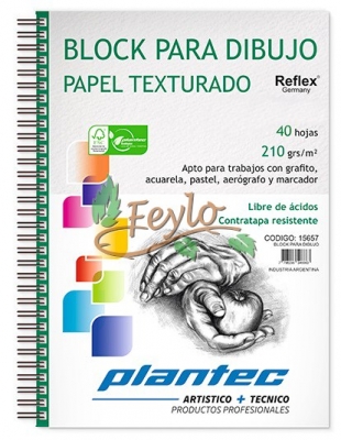 Block Para Dibujo Plantec Anillado Text.  X40h A5 210 Grs  