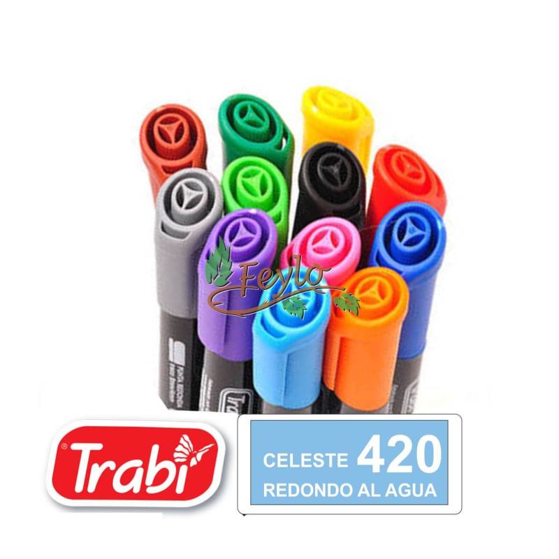Marcadores Al Agua Marker Redondo 420 Celeste
