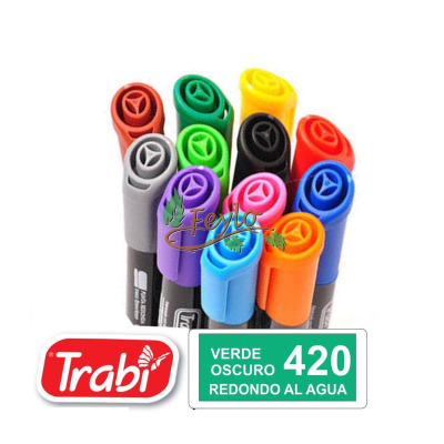 Marcadores Al Agua Marker Redondo 420 Verde Oscuro