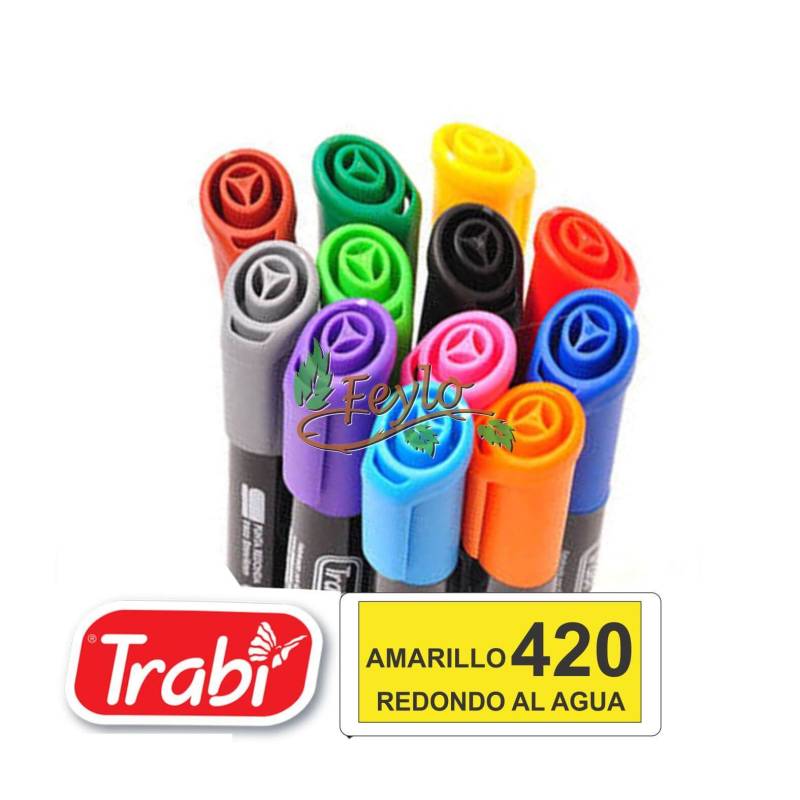 Marcadores Al Agua Marker Redondo 420 Amarillo
