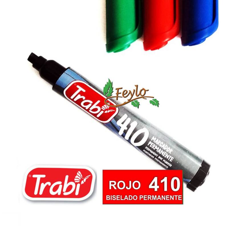Marcadores Permanente Biselado 410 Rojo