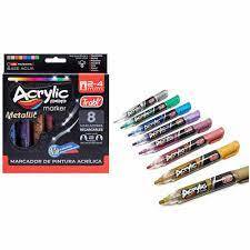 Marcador Acrilylic Pop Metalico X 8 (Doble Punta)