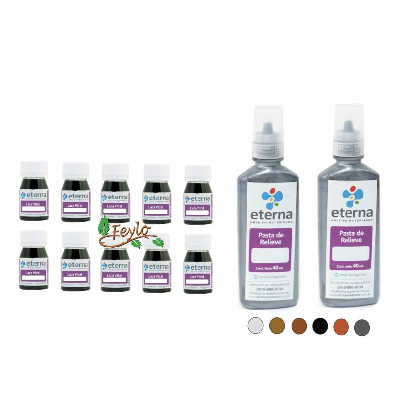 Promo Laca Vitral Eterna X 10 Unidades + 2 Pasta Relevo