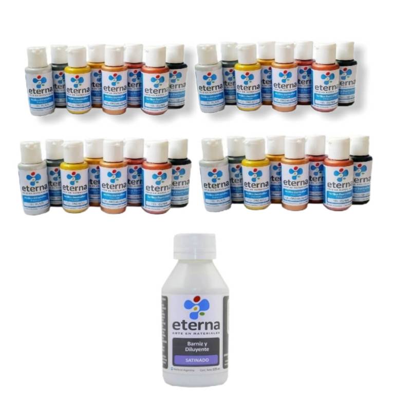 Promo Acrilicos Eterna 70 Colores (1C/U) + 1 Barniz X 250Cc